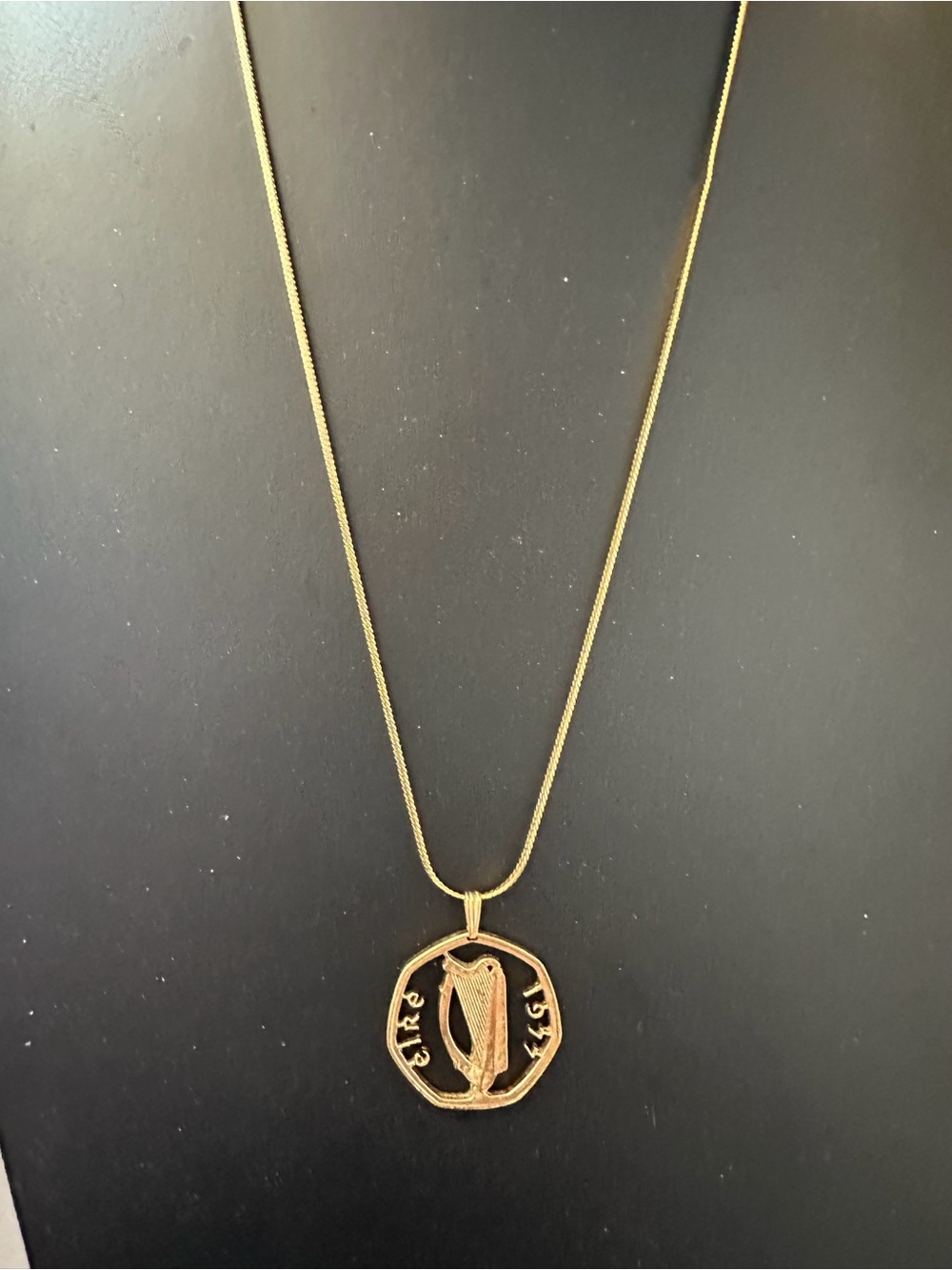 Irish 50 Pence Coin Harp Pendant Necklace